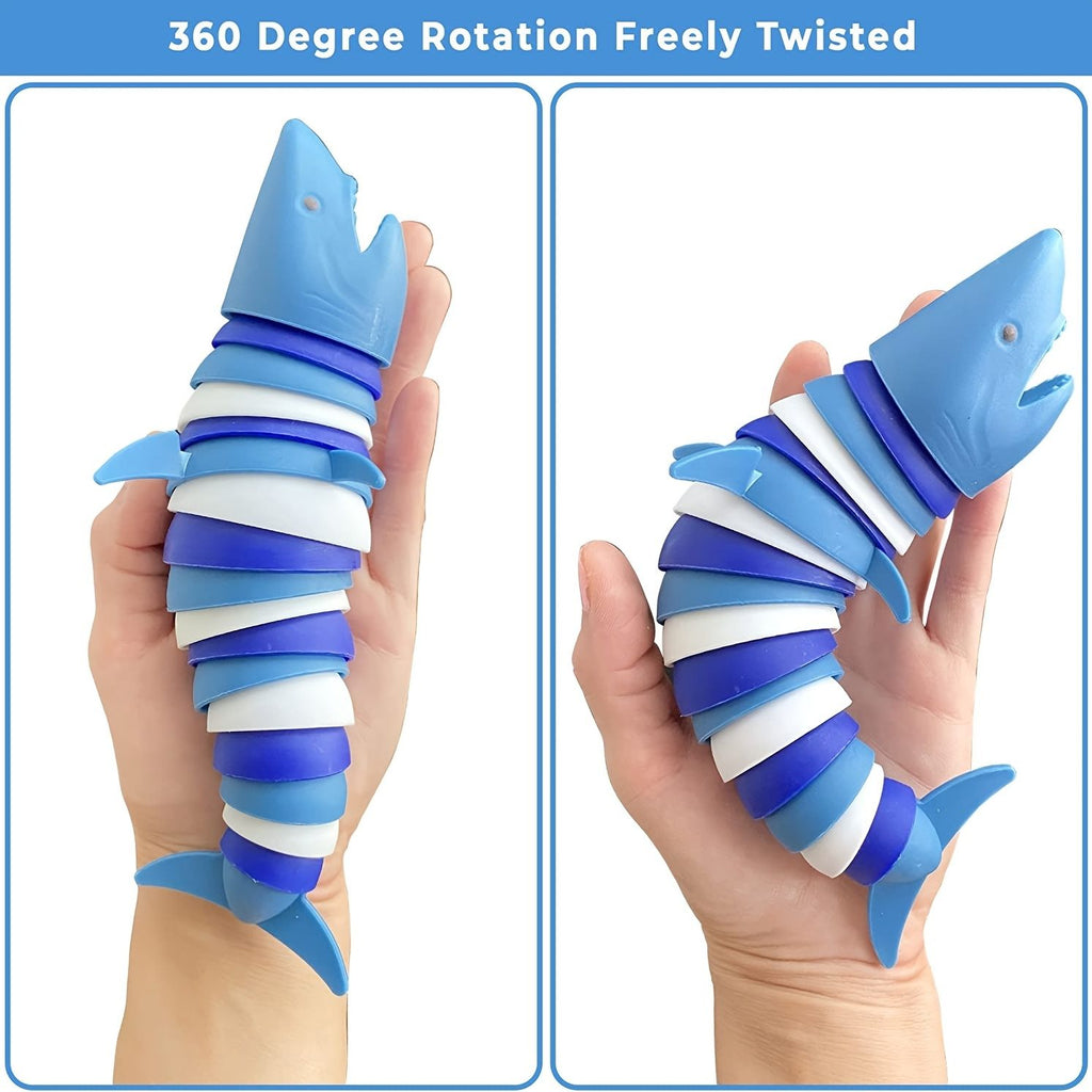 oh my god - Fidget Slug Toy- 3D Articulated Stretch Shark Stress Reliever Hand Toy- Sensory Fidget Slug Toy For Adults And Kids- Pressure Relieving And Anti-Anxiety Office Desk Toy