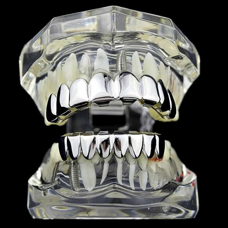oh my god - New Unisex 18K Hip Hop Teeth Grill Set; Top Bottom Mouth Teeth Grills Fashion Removable Dental Grills Jewelry ROC