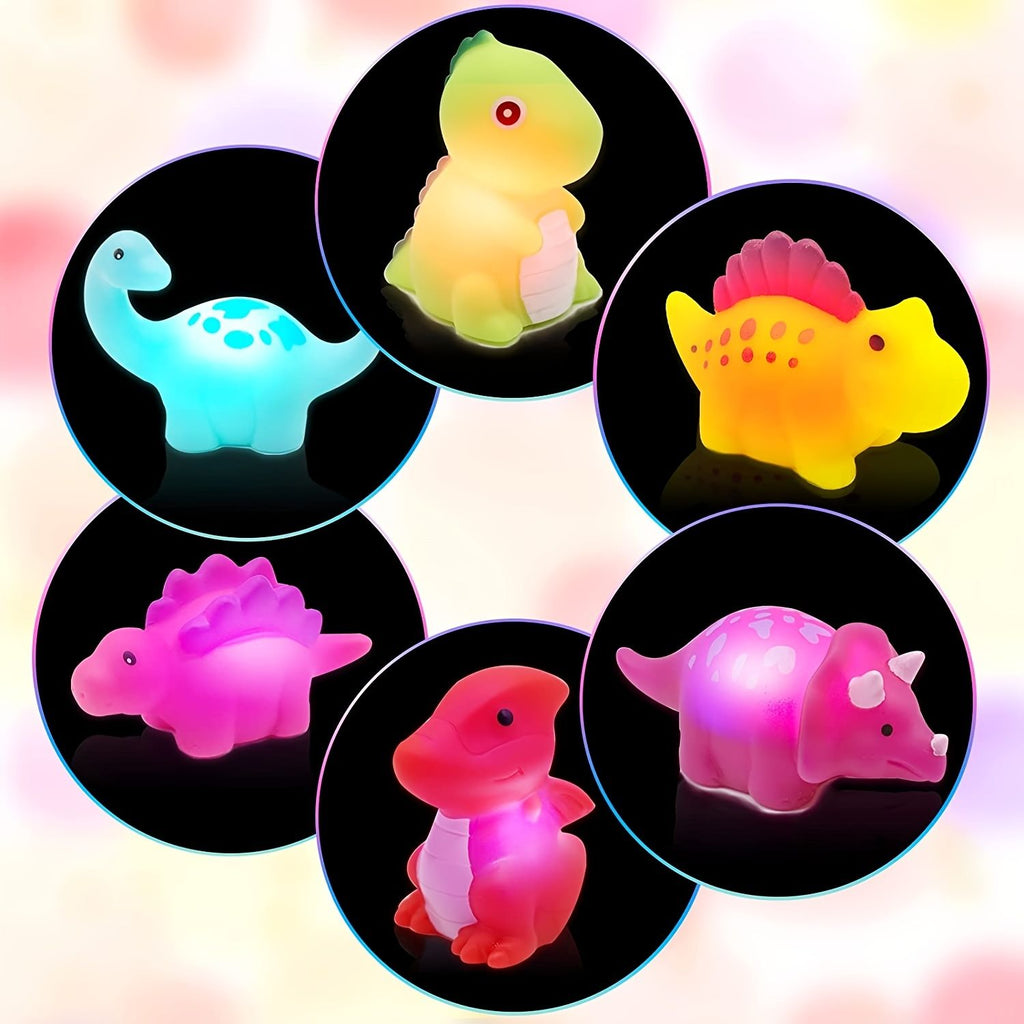 YYDS - 6 Pcs/Pack Dinosaur Bath Toys Light-UpFloating Bath Toys Set For Baby Toddlers Kids; Birthday Easter Christmas Shower Pool Bath Toys; Boys Girls Children Preschool Bathtub Bathroom Toy