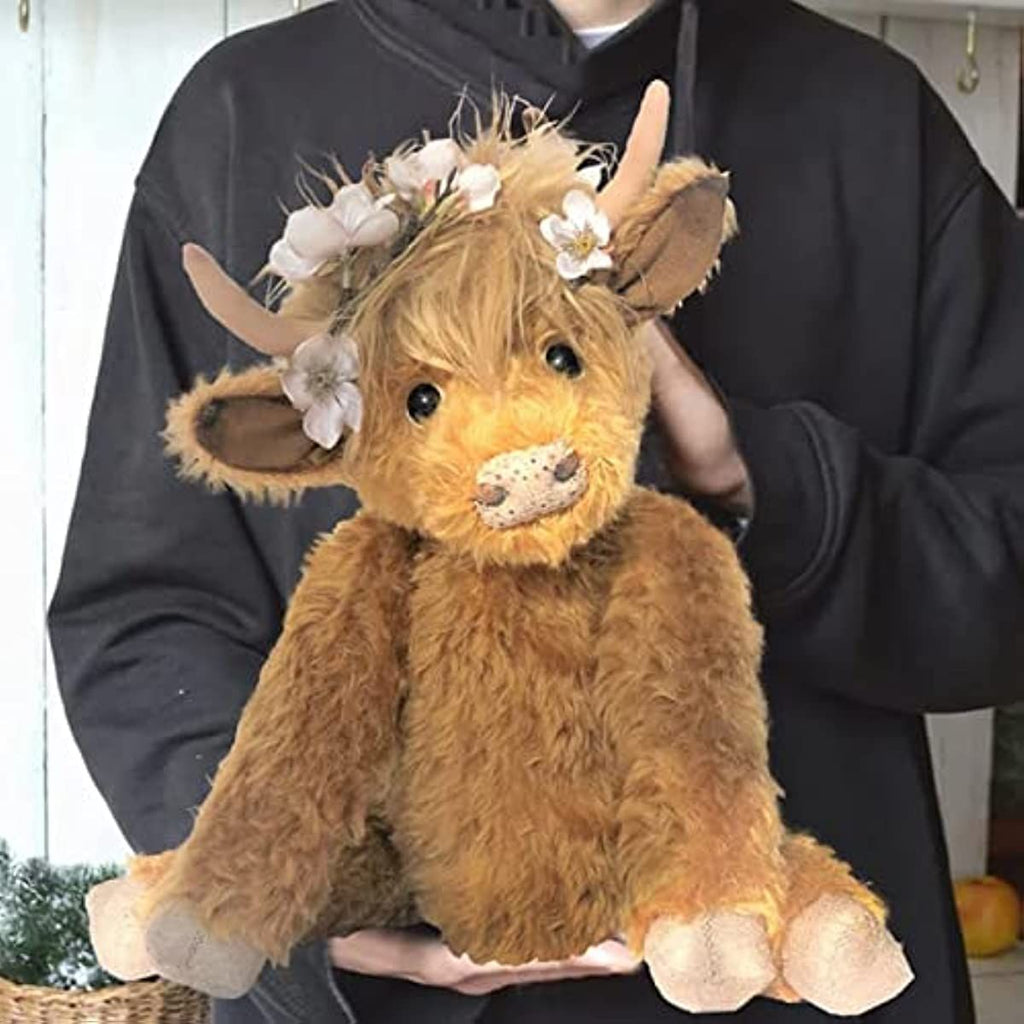 Department Store - Zasekb Scottish Highland Cow Plush; Realistic Cow Stuffed Animals Soft Farm Plushie; Cuddly Highland Cow Accompany Plush Decorative Pillow Birthday Gifts for Boys Girls (Brown)