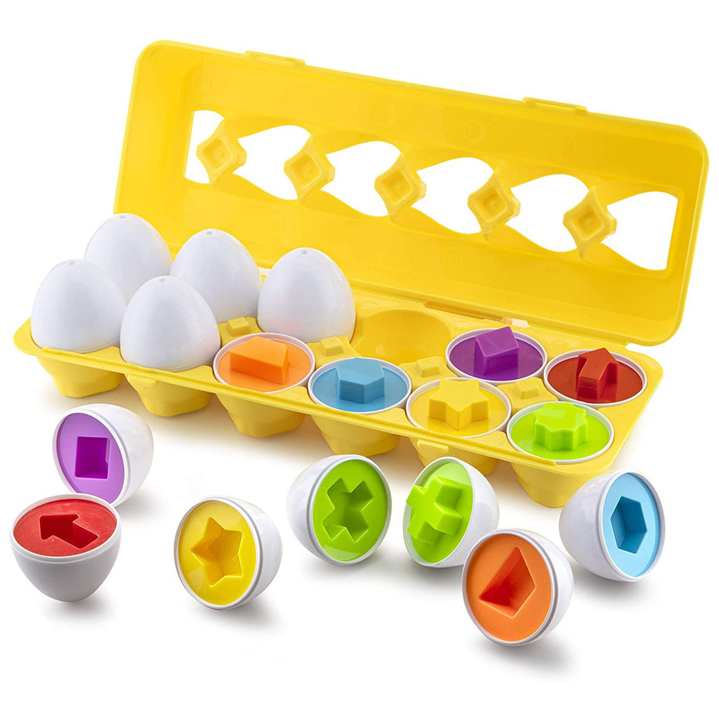 Department Store - 12pcs Matching Eggs Set Easter Egg - Color & Shape Recognition Sorter Skills Toys For Toddlers; Early Learning Educational Fine Motor Skill Montessori Gift For 1 2 3 Year Old Kids Boys And Girls