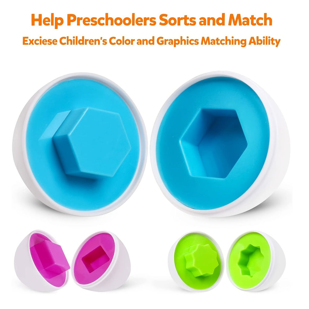 Department Store - 12pcs Matching Eggs Set Easter Egg - Color & Shape Recognition Sorter Skills Toys For Toddlers; Early Learning Educational Fine Motor Skill Montessori Gift For 1 2 3 Year Old Kids Boys And Girls