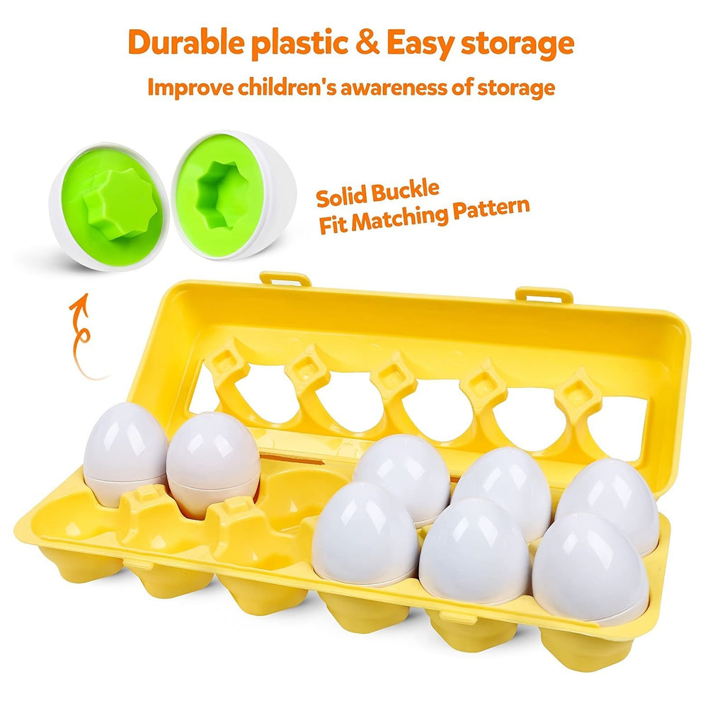 Department Store - 12pcs Matching Eggs Set Easter Egg - Color & Shape Recognition Sorter Skills Toys For Toddlers; Early Learning Educational Fine Motor Skill Montessori Gift For 1 2 3 Year Old Kids Boys And Girls