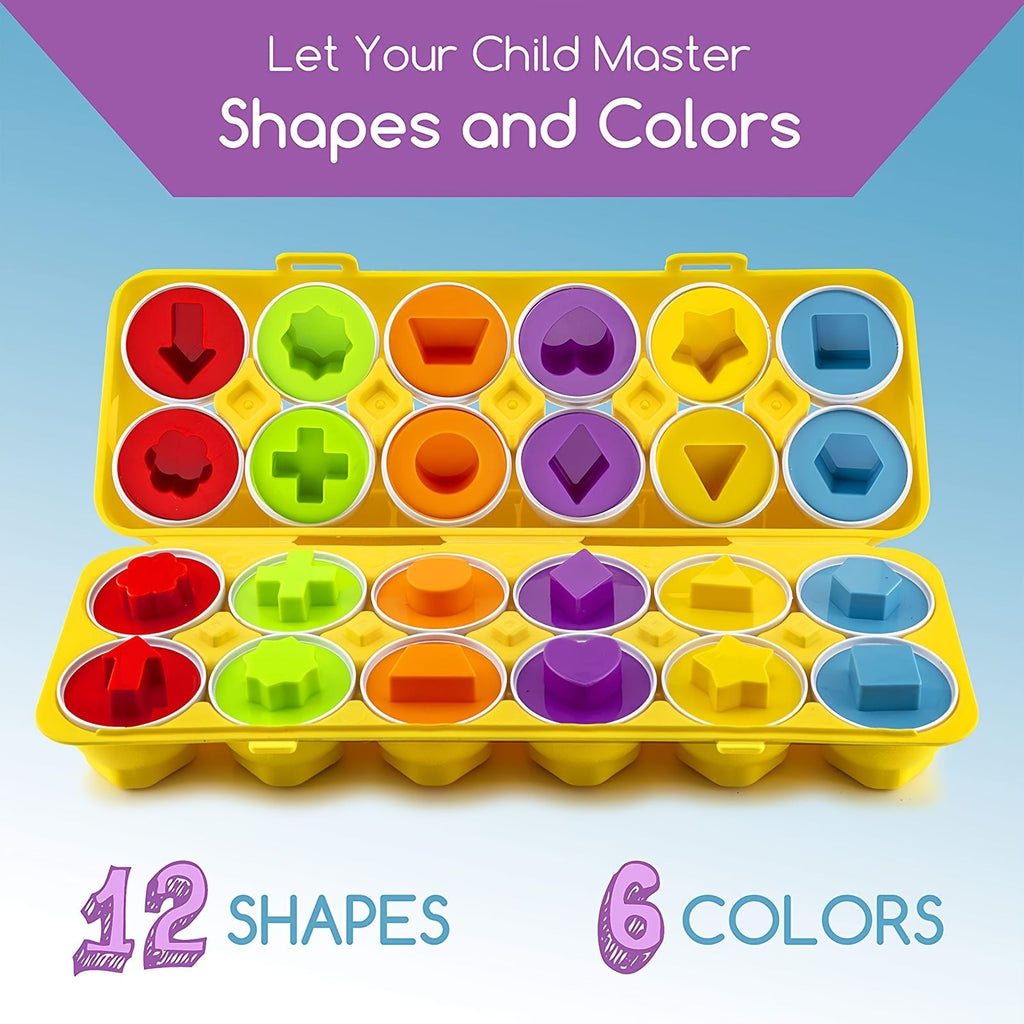 Department Store - 12pcs Matching Eggs Set Easter Egg - Color & Shape Recognition Sorter Skills Toys For Toddlers; Early Learning Educational Fine Motor Skill Montessori Gift For 1 2 3 Year Old Kids Boys And Girls