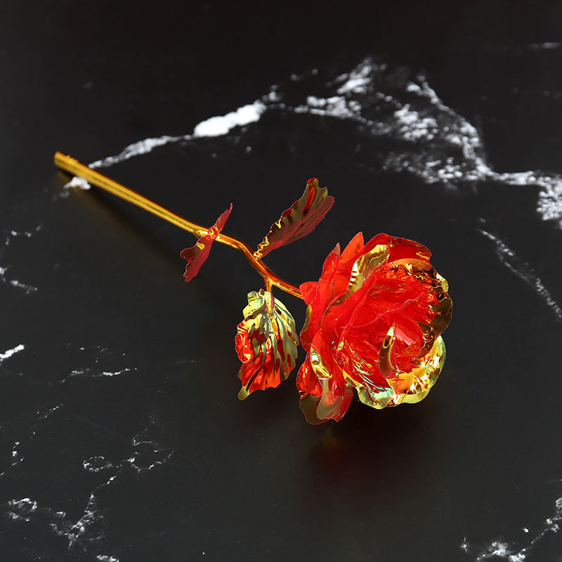 Department Store - 2Pcs Realistic 24K Golden Foil Rose Gold Rose Gold Foil Holiday Golden Plated Rose Mother's Day Professor's Day Easter Valentine's Day Birthday Gift Length 25cm/10in. Flower Diameter 8 Cm/3 Inches
