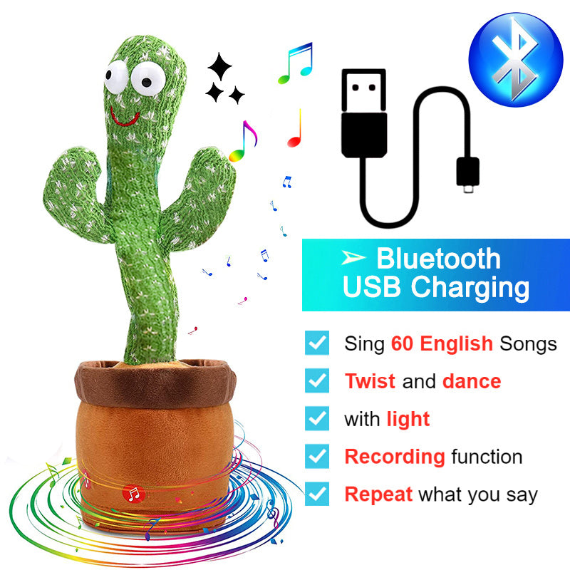 Department Store - Bluetooth Dancing Cactus Repeat Talking Toy 60/120 Songs Electronic Plush Toys Singing Recording Doll Early Education for Kids