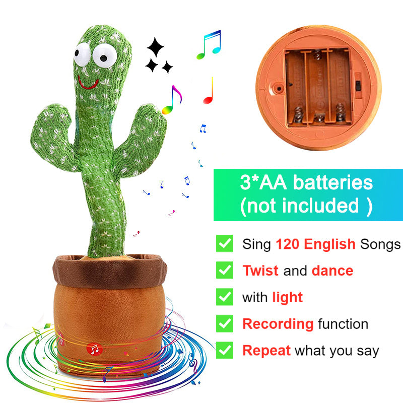 Department Store - Bluetooth Dancing Cactus Repeat Talking Toy 60/120 Songs Electronic Plush Toys Singing Recording Doll Early Education for Kids