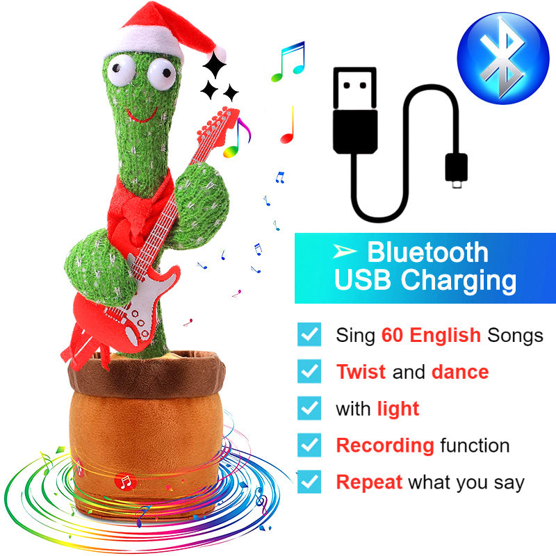 Department Store - Bluetooth Dancing Cactus Repeat Talking Toy 60/120 Songs Electronic Plush Toys Singing Recording Doll Early Education for Kids
