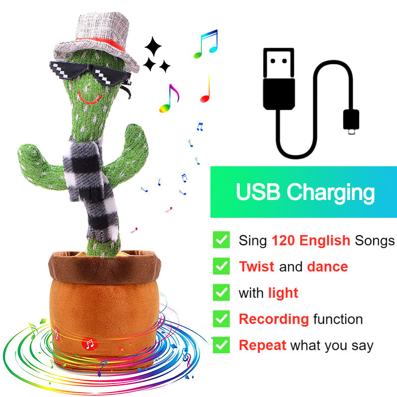 Department Store - Bluetooth Dancing Cactus Repeat Talking Toy 60/120 Songs Electronic Plush Toys Singing Recording Doll Early Education for Kids