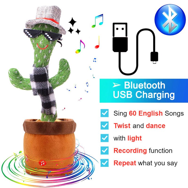 Department Store - Bluetooth Dancing Cactus Repeat Talking Toy 60/120 Songs Electronic Plush Toys Singing Recording Doll Early Education for Kids