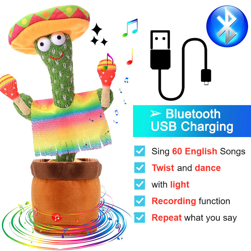 Department Store - Bluetooth Dancing Cactus Repeat Talking Toy 60/120 Songs Electronic Plush Toys Singing Recording Doll Early Education for Kids