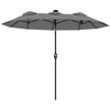 Outsunny Double-sided Patio Umbrella, 9.7' Outdoor Umbrella with Tilt and Crank, LED Solar Light and 12 Ribs, Gray