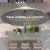 Outsunny Double-sided Patio Umbrella, 9.7' Outdoor Umbrella with Tilt and Crank, LED Solar Light and 12 Ribs, Gray