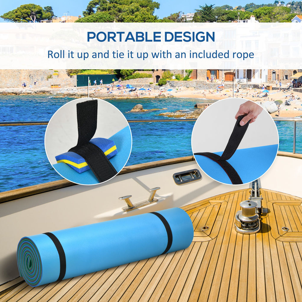 Soozier 12x5ft Lily Pad Floating Mat with Drink Holders 3-Layer Portable Roll-Up Water Mat Float Dock for 2-3 People, Green