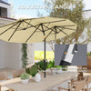 Outsunny Double-sided Patio Umbrella, 9.7' Outdoor Umbrella with Tilt and Crank, LED Solar Light and 12 Ribs, Cream White