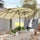 Outsunny Double-sided Patio Umbrella, 9.7' Outdoor Umbrella with Tilt and Crank, LED Solar Light and 12 Ribs, Cream White