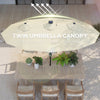 Outsunny Double-sided Patio Umbrella, 9.7' Outdoor Umbrella with Tilt and Crank, LED Solar Light and 12 Ribs, Cream White