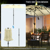 Outsunny Double-sided Patio Umbrella, 9.7' Outdoor Umbrella with Tilt and Crank, LED Solar Light and 12 Ribs, Cream White