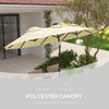 Outsunny Double-sided Patio Umbrella, 9.7' Outdoor Umbrella with Tilt and Crank, LED Solar Light and 12 Ribs, Cream White