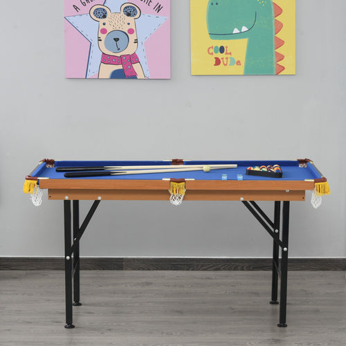 Soozier 55'' Portable Folding Billiards Table Game Pool Table for Kids Adults With Cues, Ball, Rack, Brush, Chalk