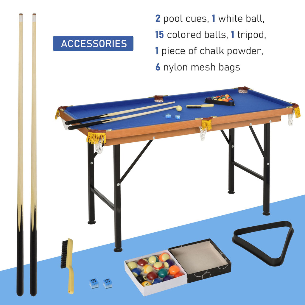 Soozier 55'' Portable Folding Billiards Table Game Pool Table for Kids Adults With Cues, Ball, Rack, Brush, Chalk
