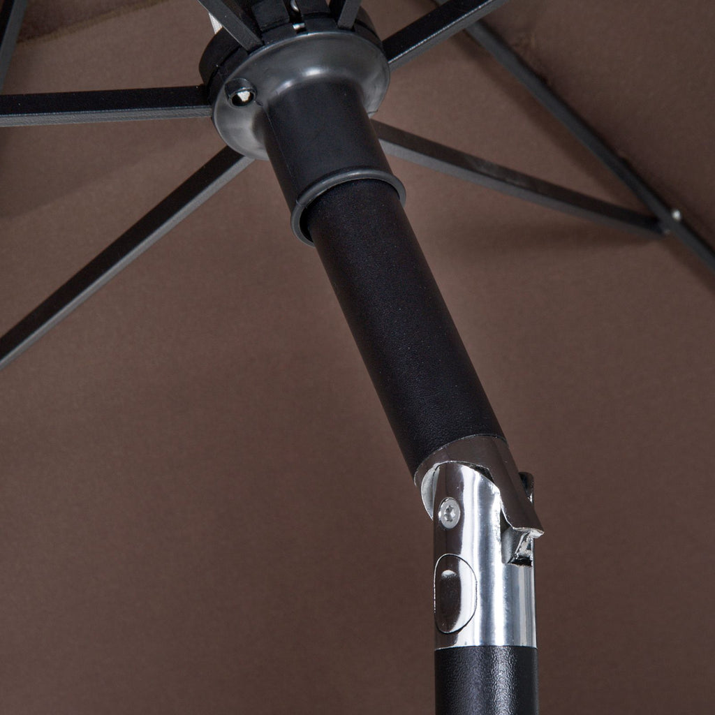 Outsunny Patio Bar Set for 2 with 6 Adjustable Tilt Umbrella Brown Outdoor Bistro Set Folding Chairs