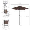 Outsunny Patio Bar Set for 2 with 6 Adjustable Tilt Umbrella Brown Outdoor Bistro Set Folding Chairs