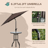 Outsunny Patio Bar Set for 2 with 6 Adjustable Tilt Umbrella Brown Outdoor Bistro Set Folding Chairs
