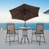 Outsunny Patio Bar Set for 2 with 6 Adjustable Tilt Umbrella Brown Outdoor Bistro Set Folding Chairs