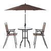 Outsunny Patio Bar Set for 2 with 6 Adjustable Tilt Umbrella Brown Outdoor Bistro Set Folding Chairs