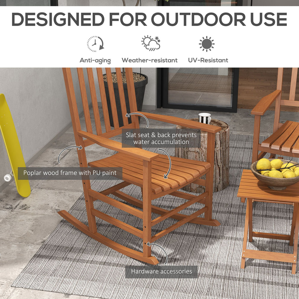 Outsunny Teak Outdoor Leisure Set: Rocking Chairs with Side Table for Breezy Moments