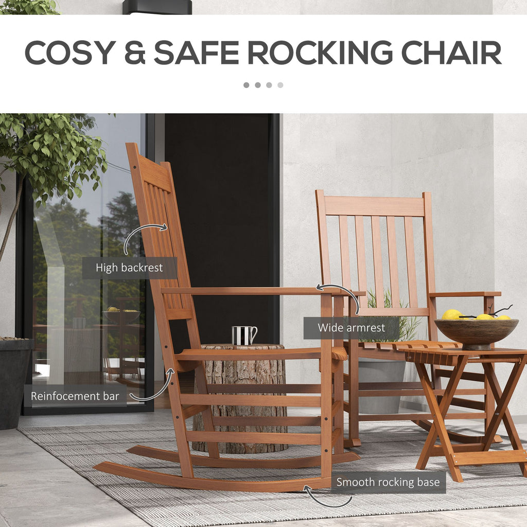 Outsunny Teak Outdoor Leisure Set: Rocking Chairs with Side Table for Breezy Moments