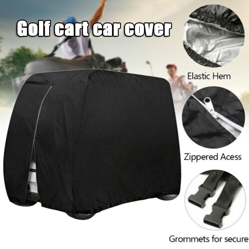 The Perfect Part - Waterproof Golf Cart Cover Zipper 4 Passenger EZ GO Club Car Yamaha Elastic Hem