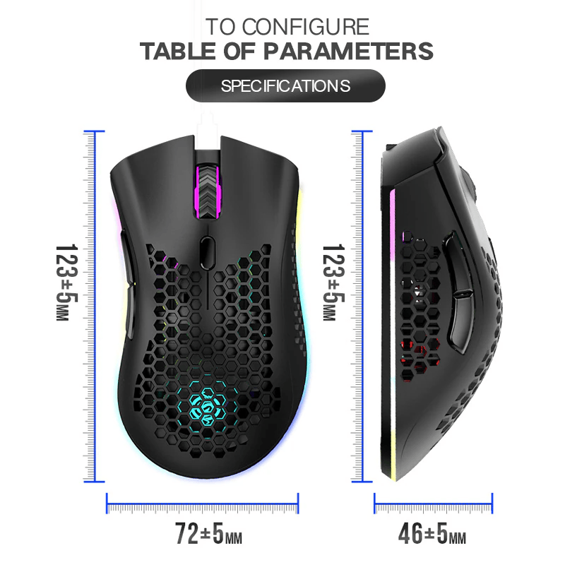 The Perfect Part - Wireless Mouse Gaming Rechargeable Optical Mouse Cordless 7 Color LED Backlit PC
