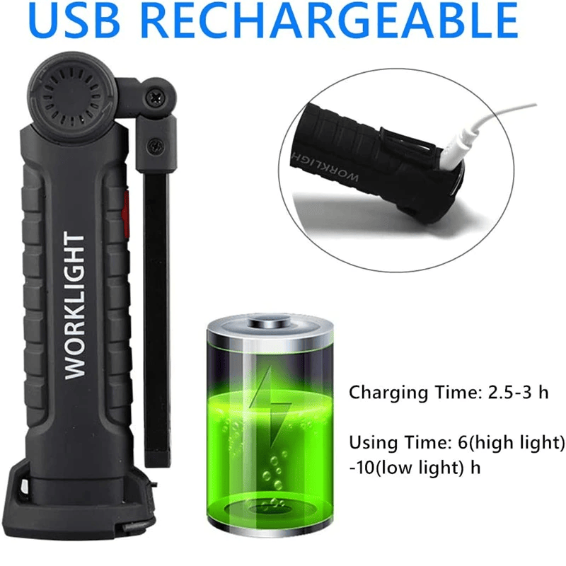 The Perfect Part - Rechargeable LED COB Work Light Mechanic Flashlight Lamp Magnetic Base Bright