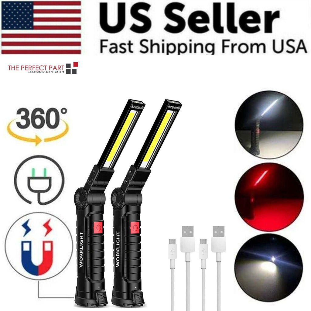 The Perfect Part - Rechargeable LED COB Work Light Mechanic Flashlight Lamp Magnetic Base Bright