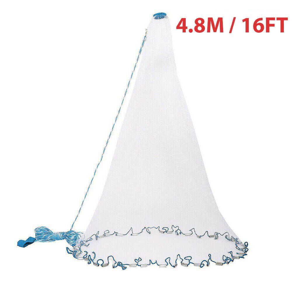 The Perfect Part - 6/8/10/12/16FT Fishing Cast Net Bait Easy Throw Hand Cast Strong Nylon Mesh USA