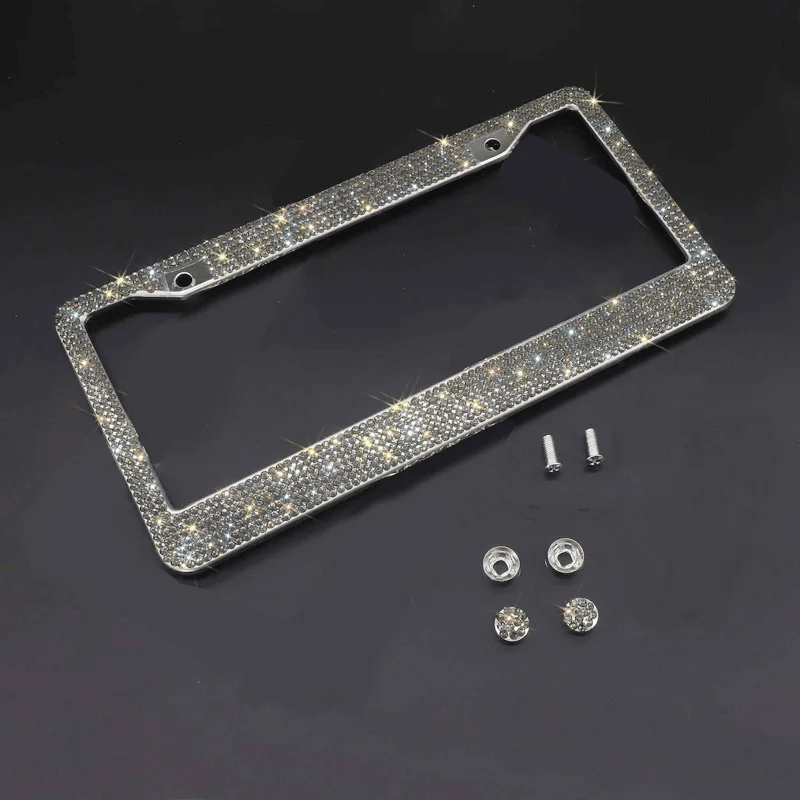 The Perfect Part - 2PCS Bling License Plate Frame Glitter Crystal Sparkling Rhinestone Diamond Caps