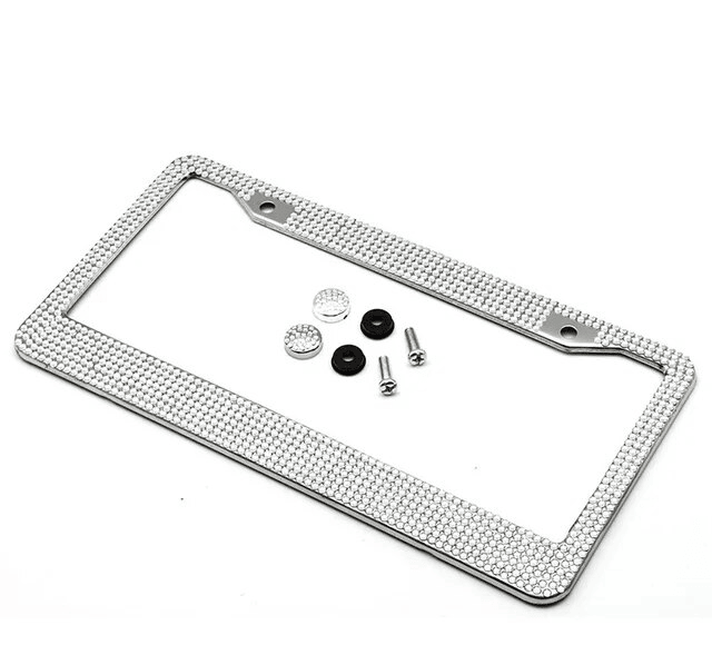 The Perfect Part - 2PCS Bling License Plate Frame Glitter Crystal Sparkling Rhinestone Diamond Caps