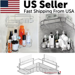 The Perfect Part - Shower Caddy Shelf Bathroom Corner Bath Storage Holder Organizer Triangular Rack