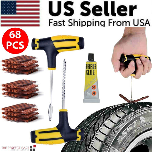 The Perfect Part - 68pc Tire Repair Kit DIY Flat Tire Repair Car Truck Motorcycle Home Plug Patch