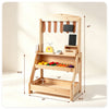 inQ Boutique - 2-in-1 Kids Outdoor Mud Kitchen & Farmers Market Stand, Carbonized Fir Wood Pretend Grocery Store with 25 Pcs Play Food Accessories Double Chalkboards Planter Box
