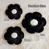 Bright Living - Black Flower Pillow, Cute Decorative Flower Shaped Throw Pillow with Faux Rabbit Fur, 14.9'' Soft Daisy Plush Floor Cushion Aesthetic Room Decor for Bed Sofa Couch