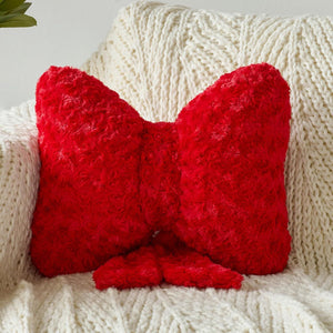 Bright Living - Bow Pillow, Decorative Bow Pillows with Soft Plush for Couch Bed, Bow Shaped Throw Pillow Room Decor for Bedroom, Bow Decorative Pillow for Living Room (Red, Large-16 Inches)