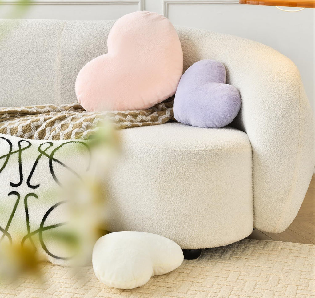 Bright Living - Heart Pillow Cute Fuzzy Pillows Throw Pillows for Bed Livingroom Home Decor Cushion Decorative Aesthetic Preppy Pillows Pink2,Large 19''x15''