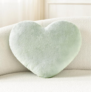 Bright Living - Heart Pillow Cute Fuzzy Pillows Throw Pillows for Bed Livingroom Home Decor Cushion Decorative Aesthetic Preppy Pillows Green,Large 19''x15''