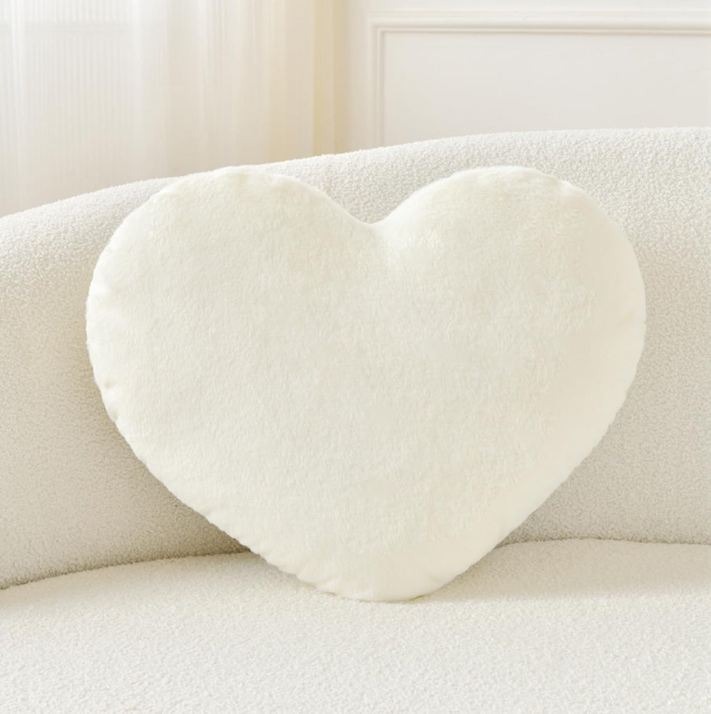 Bright Living - Throw Pillows Heart Pillow Cute Fuzzy Pillows for Bed Livingroom Home Decor Cushion Decorative Aesthetic Preppy Pillows White,Small 13''x10''