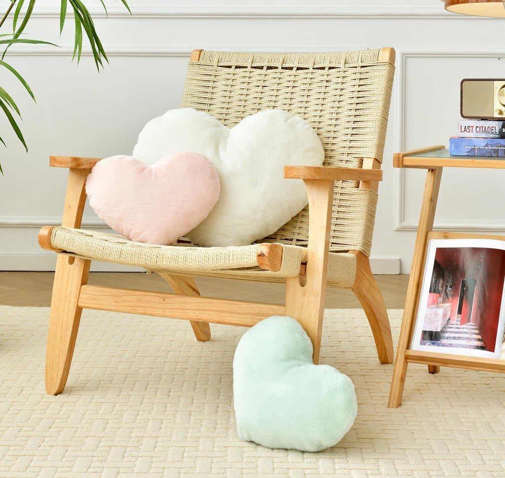 Bright Living - Heart Pillow Cute Fuzzy Pillows Throw Pillows for Bed Livingroom Home Decor Cushion Decorative Aesthetic Preppy Pillows Green,Small 13''x10''