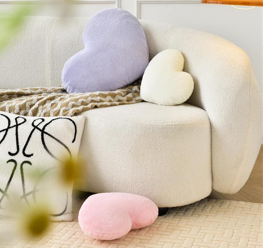 Bright Living - Throw Pillows Heart Pillow Cute Fuzzy Pillows for Bed Livingroom Home Decor Cushion Decorative Aesthetic Preppy Pillows Pink1,Small 13''x10''