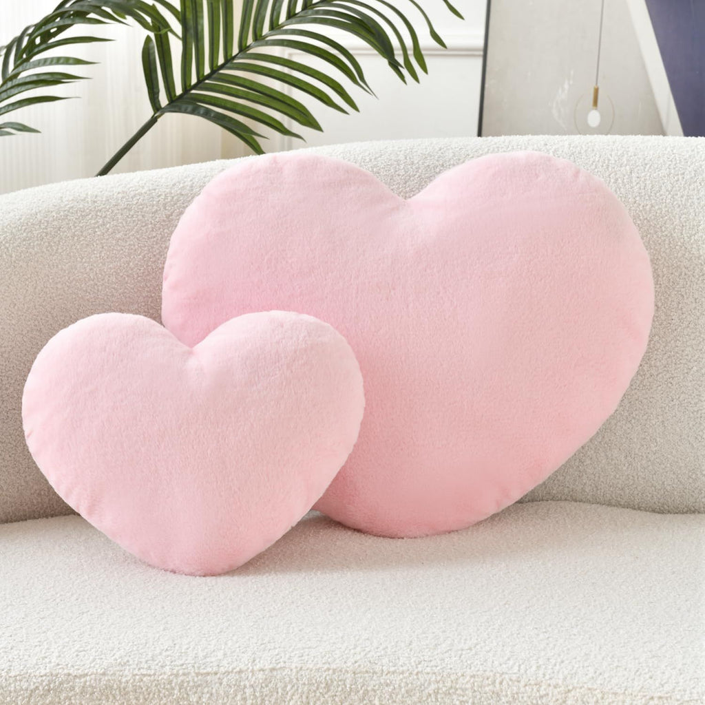 Bright Living - Throw Pillows Heart Pillow Cute Fuzzy Pillows for Bed Livingroom Home Decor Cushion Decorative Aesthetic Preppy Pillows Pink1,Small 13''x10''